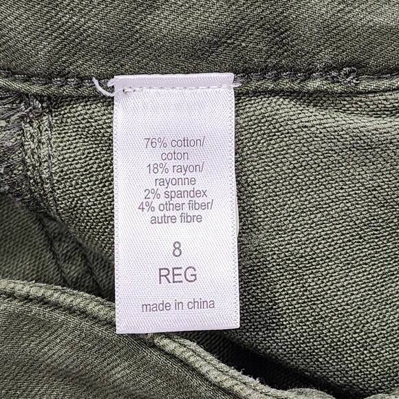 Maurices Pants Womens 8 Green Patch Pocket High Rise Wide Leg Crop Ankle Stretch - Picture 6 of 12